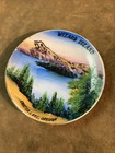 Circa 1950s Wizard Island Crater Lake Oregon Small Hand-painted Souvenir Plate