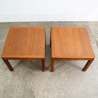 Mid Century Danish Modern End Tables Side Square Walnut Low Cube Nightstands Mcm