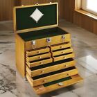 8 Drawer Hard Wood Tool Chest Storage Box Cabinet Felt Lined Machinists Chest