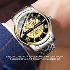 3pack Luxuryautomatic Mechanical Wrist Watch Leather Strap Skeleton Dial Black