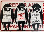 Very Vintage Rare Banksy Original Spray Stencil  Street Sign Painting 2014