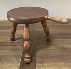 Vintage Wooden Milking Stool With Handle Three Legged Farmhouse