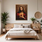 Framed Sacred Heart Of Jesus Canvas Wall Art Print Catholic Religious Picture   