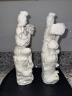 Vintage White Porcelain Chinese Goddess Kwan Yin Guan Yon Statue By Toyo  set 2 