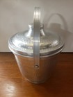 Vintage Ice Bucket Hammered Aluminum Handle Old Mid Century Modern Made In Italy