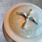 Beautiful Vintage Chinese Longquan Celadon Porcelain Relief Flower  Pot Jar Lid