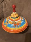 Vintage Ohio Art Co  Tin Lithograph Carousel Spinning Top Circa 1950s