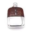 Antique James Dixon   Sons Glass   Sterling Silver Hip Flask W alligator Leather