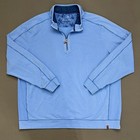 Tommy Bahama Mens 3xl Light Blue Ben And Terry 1 2 Zip French Terry Pullover