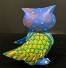 Zeny Fuentes Y Reyna Painted Wood Carved Owl Figurine Oaxaca Mexico Arts Wooden 