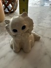 White Persian Cat Kitty Kitten Ceramic Figurine Beautiful Blue Eyes Vintage Old