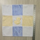 Carters Baby Duck Security Blanket Chenille Patch Yellow Blue White Lovey Satin