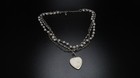 Vintage Silver American Eagle Heart Multi Strand Necklace 16  Nb8