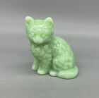 Mosser Fluffy Kitten Sitting Cat Marble Jadeite  Jadite Jade Green Glass