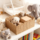 Scalloped Basket  Wicker Storage Baskets  Hand Woven Baskets For Shelves natural