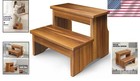 Wooden Two Step Stool With Acacia Wood  375 Lbs Load Capacity
