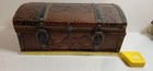 Vintage Faux Snakeskin Storage Trunk Collectible Rustic Wood Treasure Chest Box 