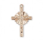 16kt Gold Plated Sterling Silver Medium Starburst Cross Medal Necklace 18  Chain