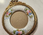 Vintage Ornate Brass And Porcelain Frame  Beautifully Executed  See Photos  