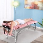 Massage Table Portable Adjustable Tattoo Bed Spa Bed Lashing Table 2 Fold Pink