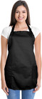 Apron Commercial Restaurant Home Bib Spun Poly Cotton Kitchen Aprons  2 Pockets 