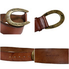 Ralph Lauren Vintage Horseshoe Buckle Brown Leather Belt Equestrian Western Vg