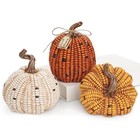  3pcs Fall Decorative Corn Pumpkin Set     Resin Harvest Pumpkins Orange Yellow