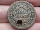 1848 Braided Hair Large Cent Penny  Good Details  Holed For Necklace