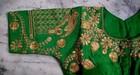 Round Neck Green Color Golden Flower All Embroidery Woman Indian Pad Blouse