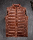 Men s Vintage Distressed Brown Sheep Leather Puffer Vest