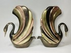 Vintage Art Deco Swan Bookends Brass Or Vases 9 5    H Rare Multicolor