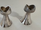 2 Vintage Silver Plate Shabbat Candle Holders By Hadany Studio 2001 Jerusalem
