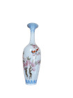 Chinese Porcelain Vase White Multi Painted Cherry Blossom Bird Calligraphy Box