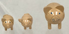 Vintage Miniature Dollhouse Pink Blue Eyed Paint Wooden Pig Piglets Figurines