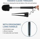 Toilet Brush And Holder Set With Self Closing Lid  Extra Long Handle  Black
