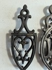 Antique Cast Iron Sad Iron Trivets Lot Of 3 Ornate Victorian Iron Rests