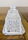 American Cut Crystal Covered Butter Dish Pinwheel Diamond Cut Design Vintage