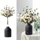Artificial Kiku Flower Arrangement In Metal Vase Home Decor Centerpiece New