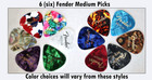 Six  6  - Fender  351  Medium Classic Guitar Picks - Free Shipping