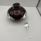 Art Glass Perfume Bottle Deep Burgundy Purple Clear Glass Stopper Heavy