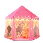  Princess Castle Play Tent For Girls - 03 Pink Tent With Large Star Lights