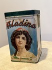 Antique vintage Aladina Paper Label Cigar Humidor Tin 1926 Pennsylvania  Rare 