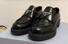 Pr Classic Triangle Logo Casual Women s Loafers Small Leather Shoes Size35-40