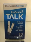Embrace Talk Blood Glucose Test Strips 100 Qty   Exp 02 2027 Free Shipping  