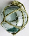 Japanese Glass  Fishing Float 2  Sea Green Wp  25  dai  Netted Antique Usa Bz