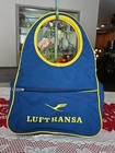 Vintage Lufthansa Airline Tote Bag  Carry-on C  1970s Plastic Still On Zippers