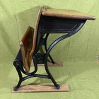 Antique American Seating Co  School Desk  Wood   Cast Iron  Folding Seat Asco  3