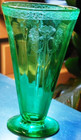 Lotus Glass Co Rare Antique Triple Poppy Green Optic Footed Vase Uranium Glows