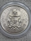 1964 Bermuda British Colony Large Elizabeth Ii Vintage Silver Crown Coin  Bu
