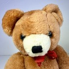 Vintage 1968 R Dakin Jointed Brown Plush Teddy Bear Stuffed Animal Red Bow 12 
